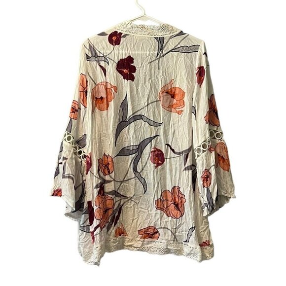 Oddy Mesh Lace Duster Cardigan Size M/L Colorful Sleeveless Boho Peasant Crochet - Picture 2 of 11